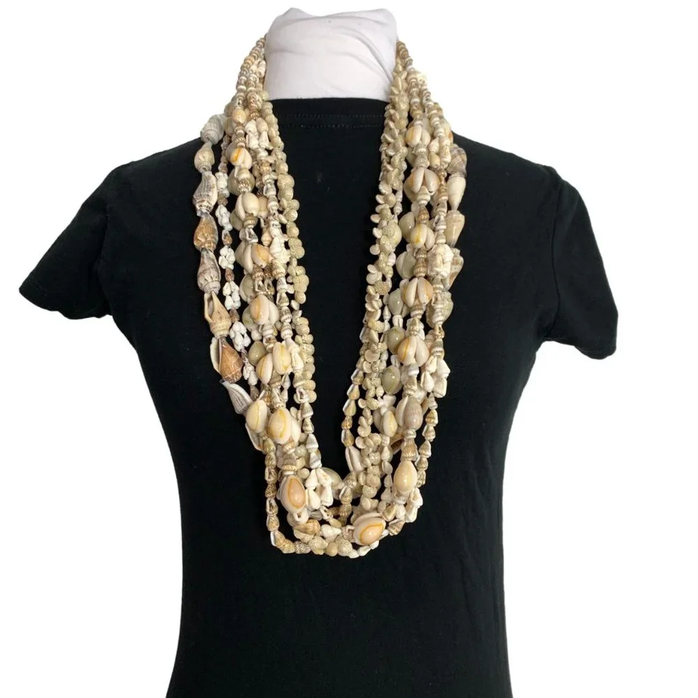 Mixed Lot 8 Shell Necklaces Hawaiian Beach Wedding Boho Wearable Seashells